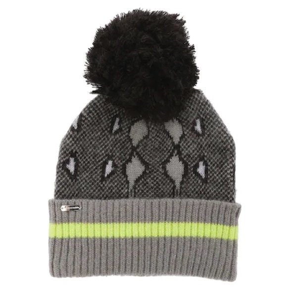 Steve Madden Snake Print & Neon Beanie Pom Hat - Picture 1 of 12